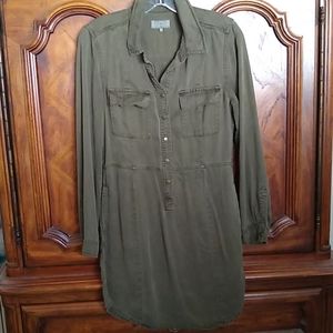 Lucky Brand Military Shirt Dress Olive Green Small